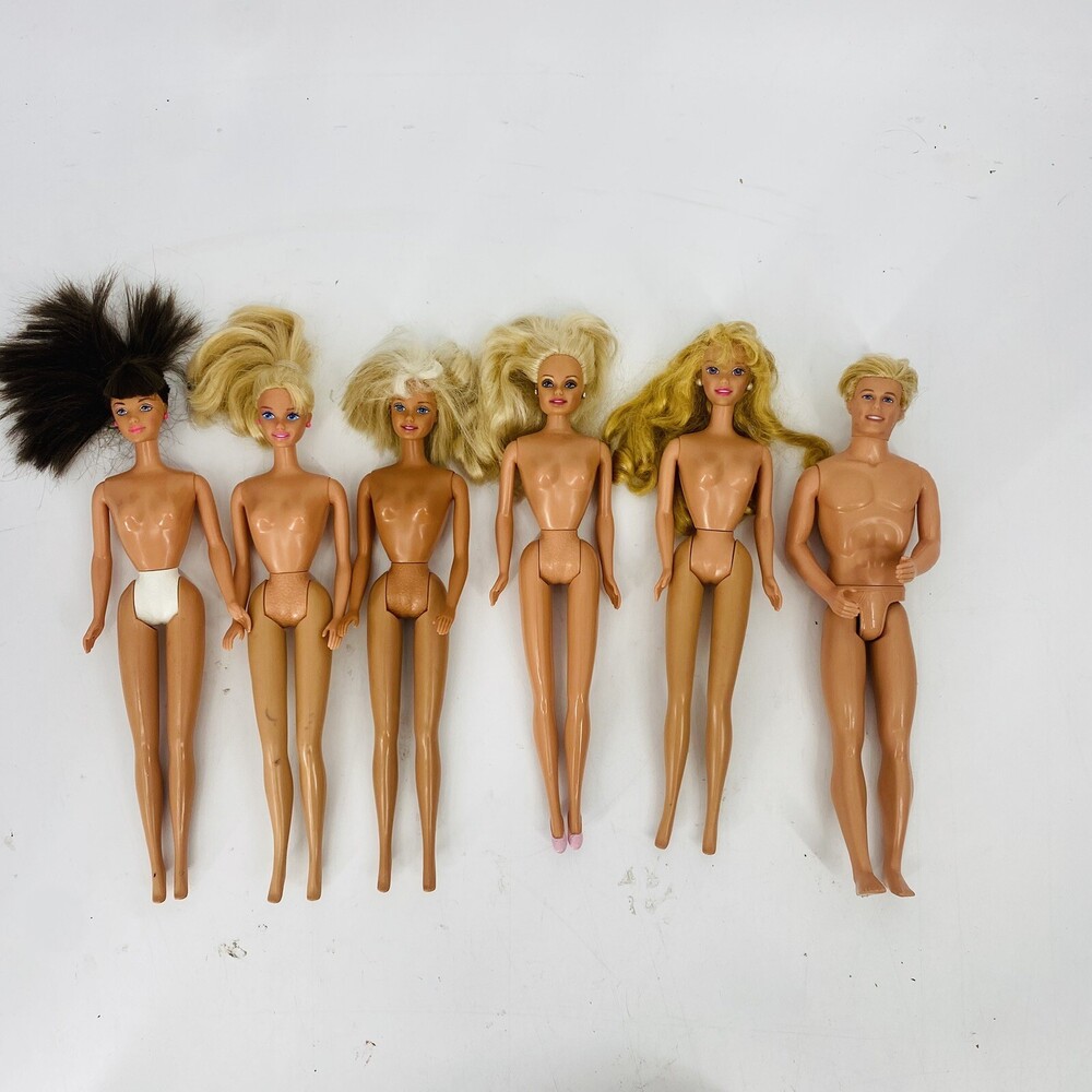 Lot Of 6 - 1966 Barbies And Ken Doll Nude Brunette Blondes Various Styles